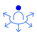 Opportunities a blue line cartoon of a stylised figue with 4 direction points going outwards