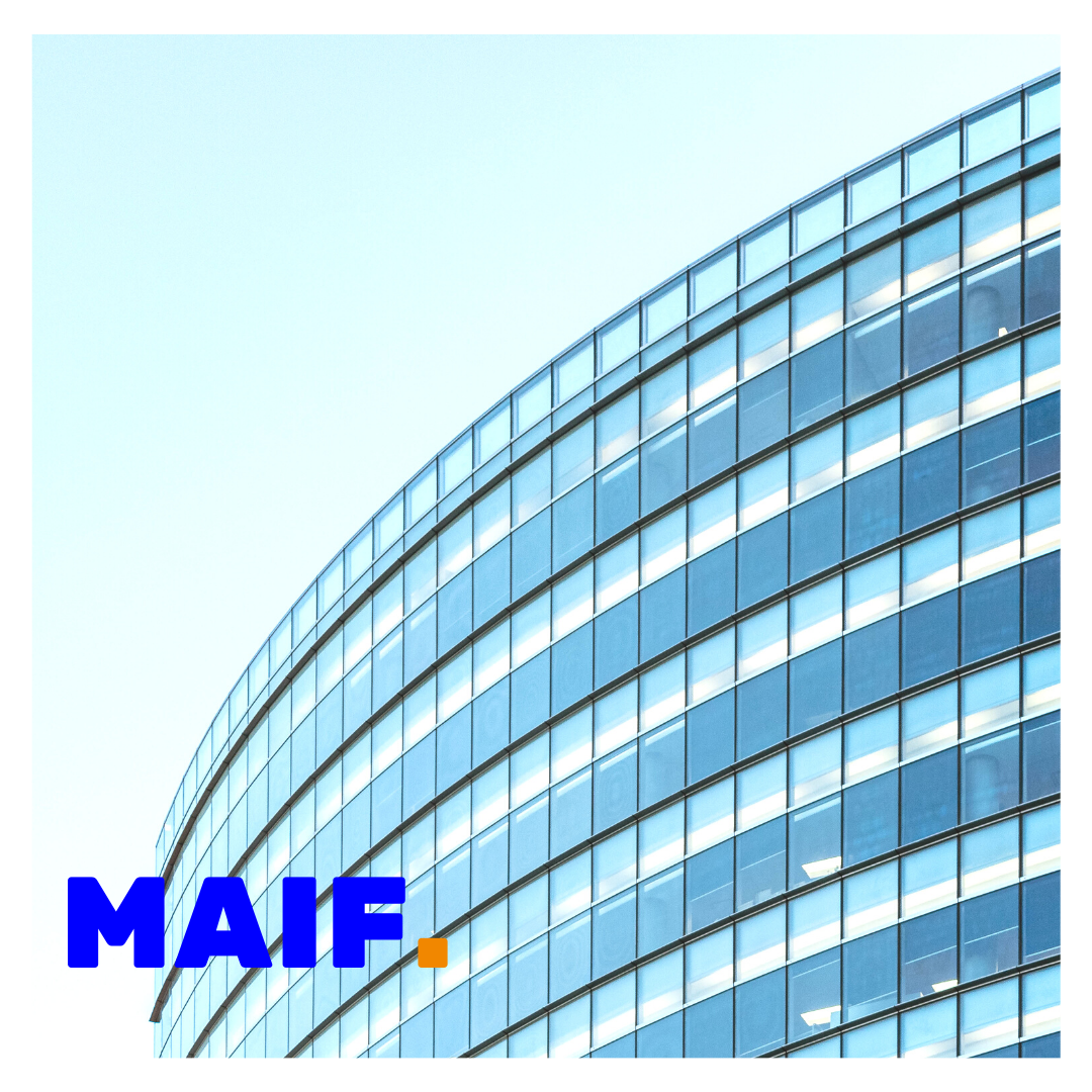 MAIF superimposed on a picture of the building