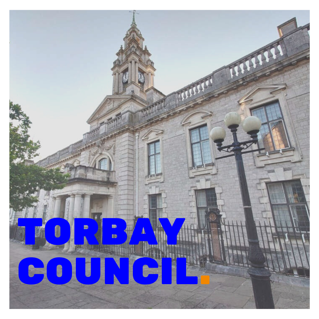 Torbay Council superimposed on a picture of the Torbay town Hall