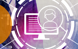 What is document management software? Showing icons surounding a central person with a computer