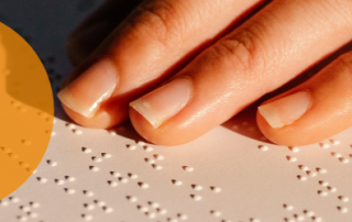 What is Document Accessibility a picture of a person reading braille