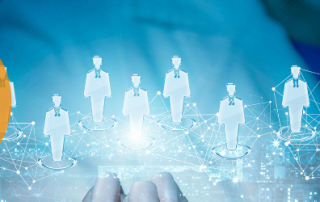 FCA Consumer Duty showing a number of shadow individuals standing on a night time picture of a city