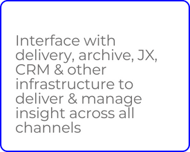 A Sefas statement on interface delivery, archive, JX, CRM and other infrastructure to deliver and manage insight across all channels